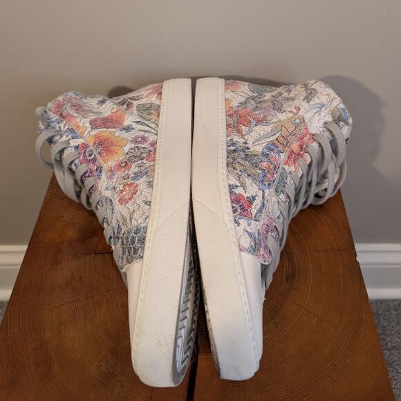 P448 High Top Sneaker RARE Snake-Embossed Floral Print Zip- Size 41/10.5 - Picture 9 of 14